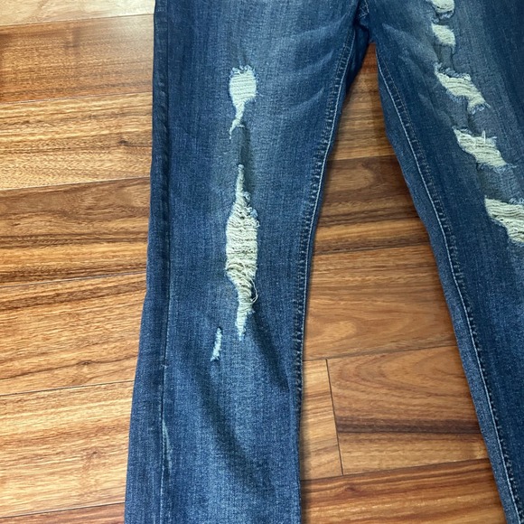 Dollhouse Distressed Denim Overalls Ripped Skinny Leg Slit Hem Size 11‎ - Picture 11 of 12